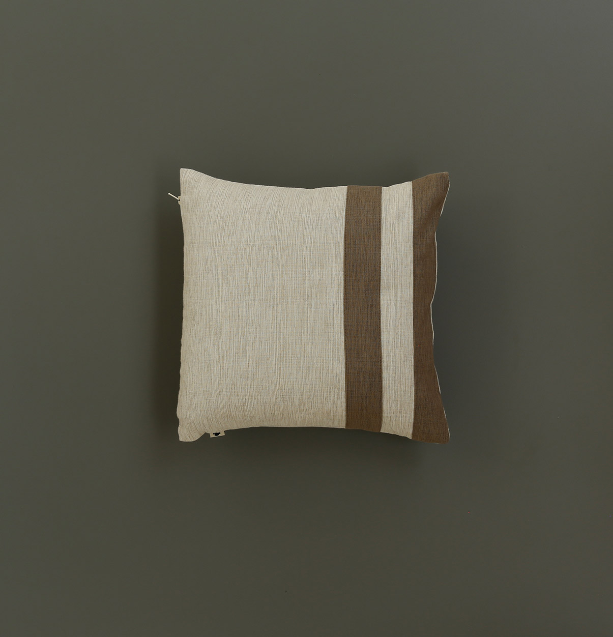 Textura Stripes Cotton Cushion Cover Beige/Brown 12"x12" Thoppia