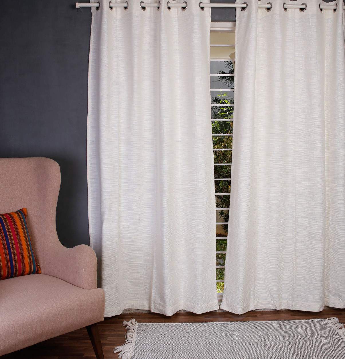 Slub Cotton Curtain White Thoppia