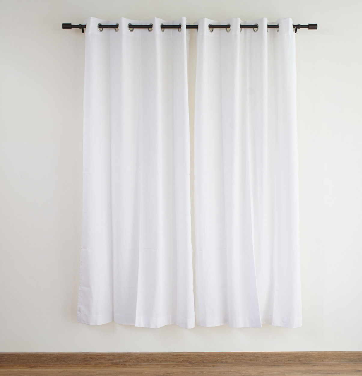 Solid Cotton Custom Curtain Powder White Thoppia