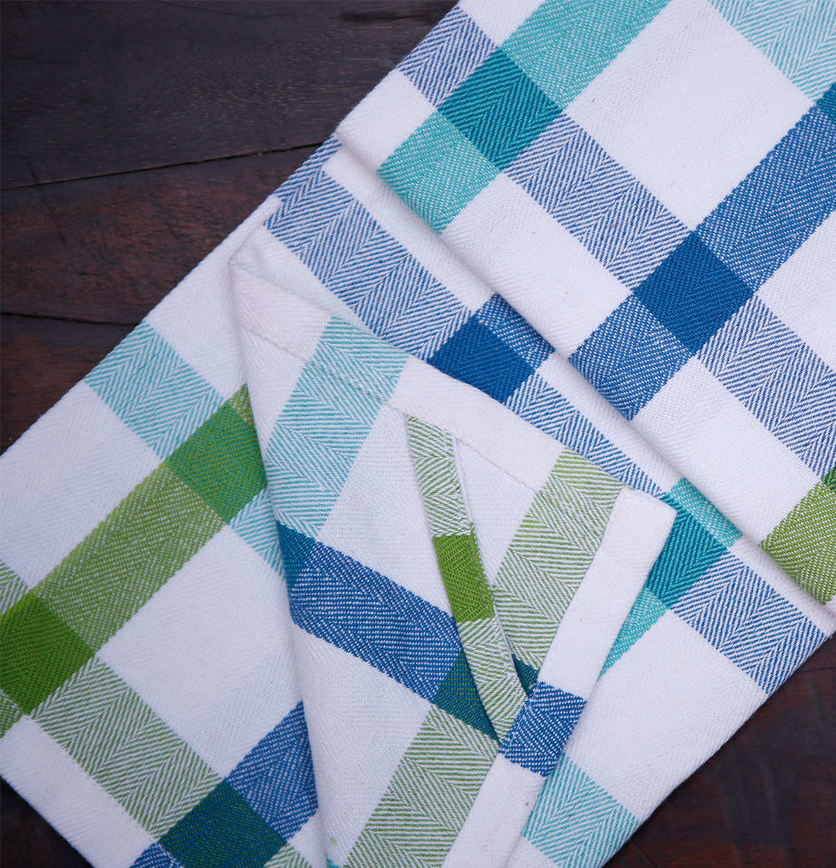 Buy Twill Checks Cotton Kitchen Towel Blue/Green Thoppia