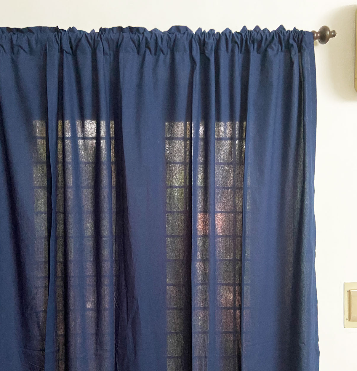 Customizable Curtain, Cotton Solid Navy Blue Thoppia