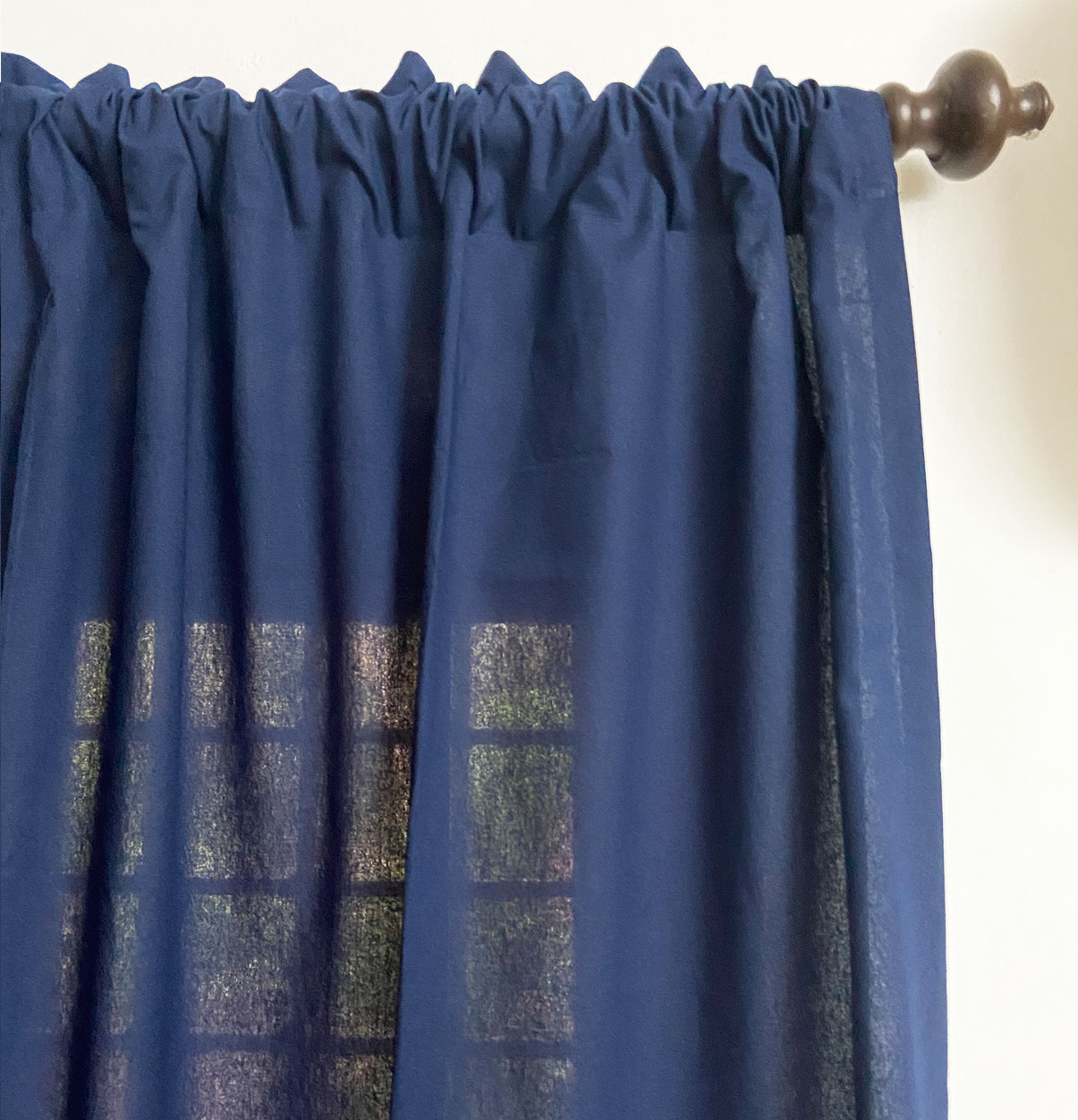 Customizable Curtain, Cotton Solid Navy Blue Thoppia