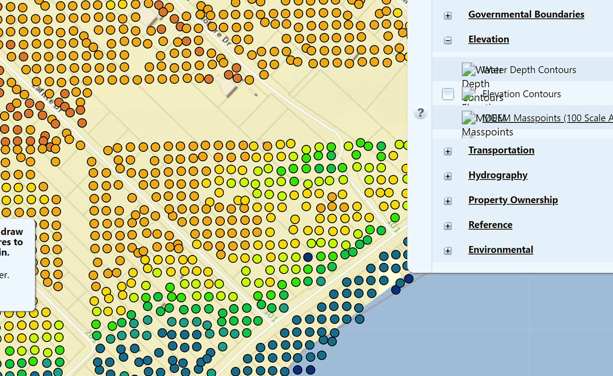 Find the estimated elevation of a lot on the Mississippi Gulf Coast
