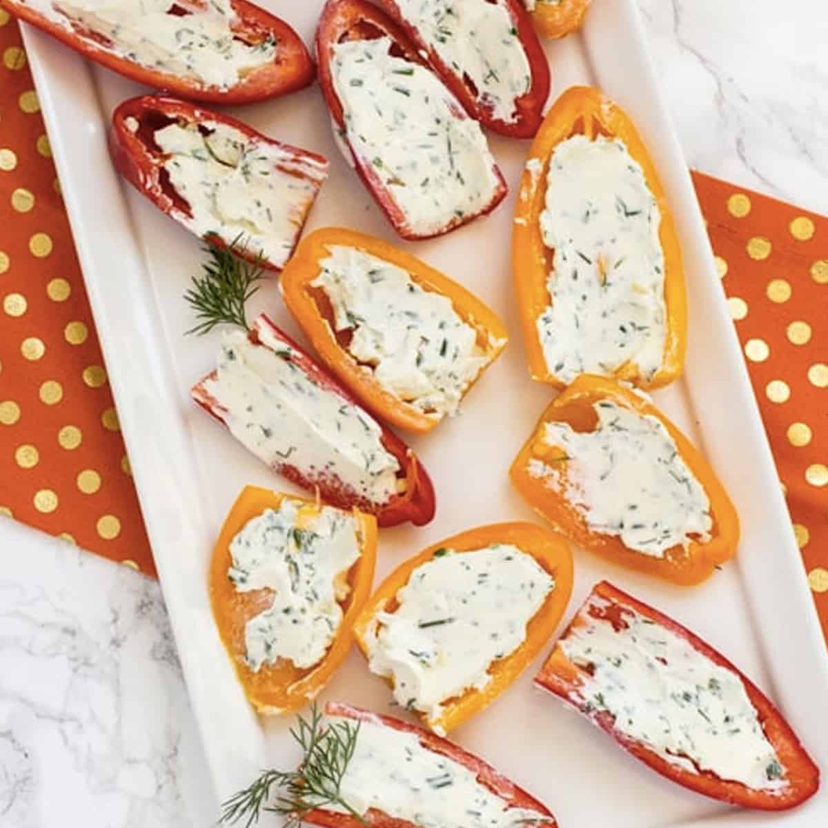 Cream Cheese Stuffed Peppers With Herbs No Bake!