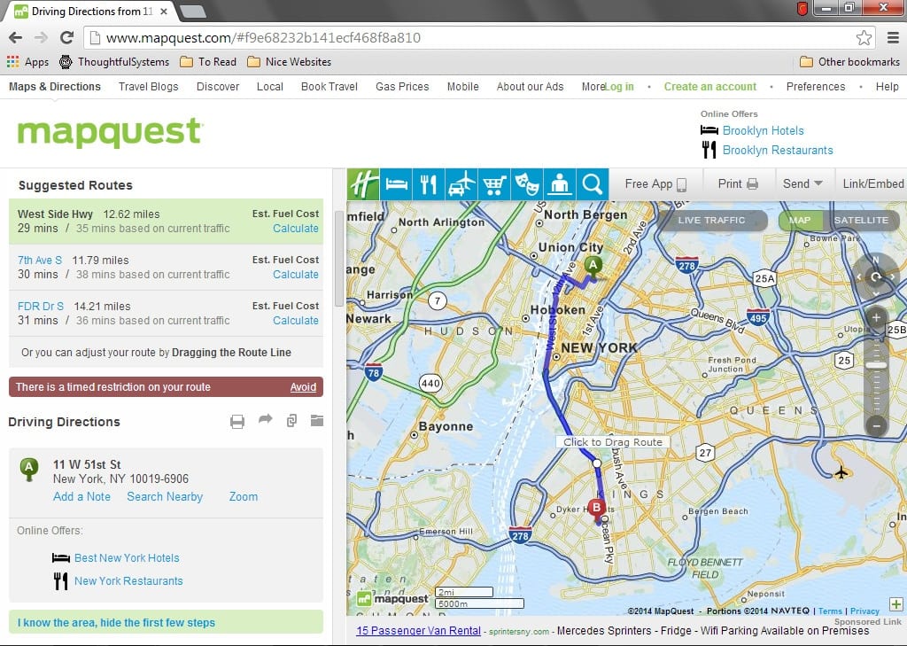 Mapping Utility using Mapquest in Scheduling Manager Thoughtful