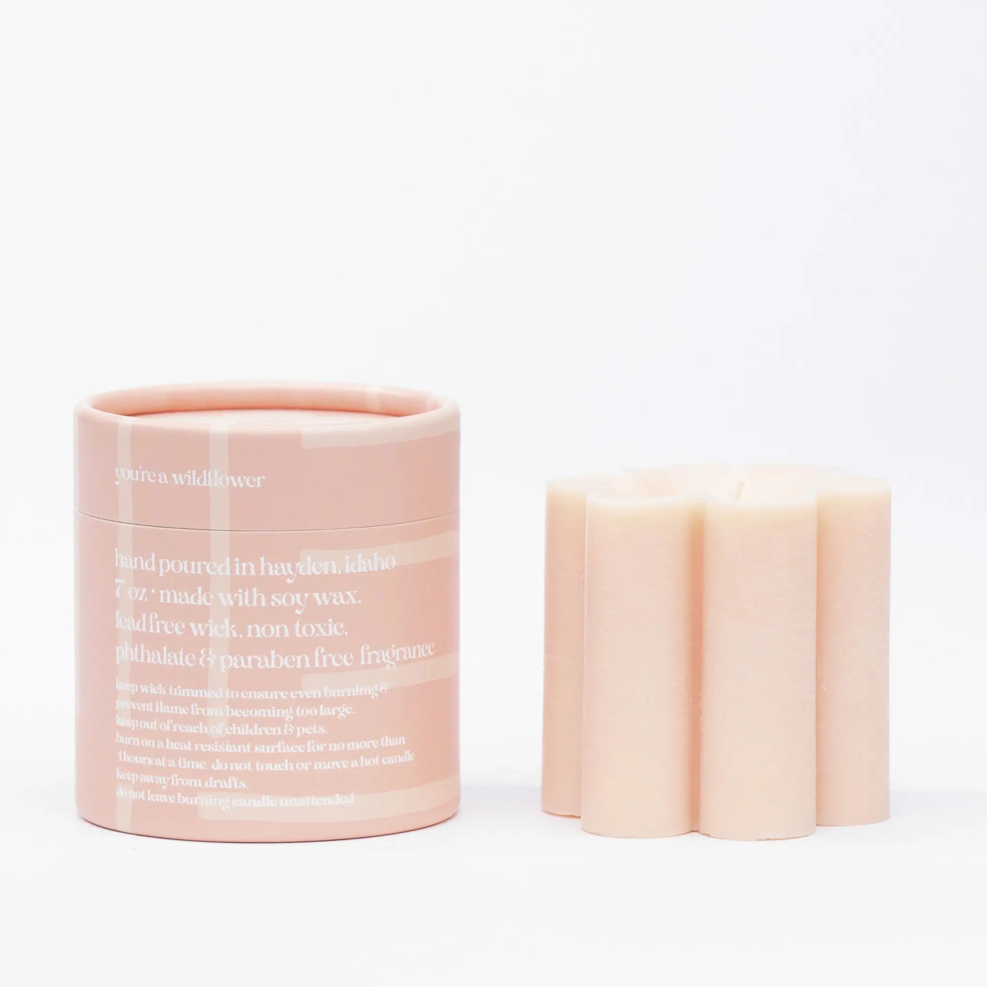 The Pink Daisy Pillar Candle by Ginger June Candle Co. Thread + Seed