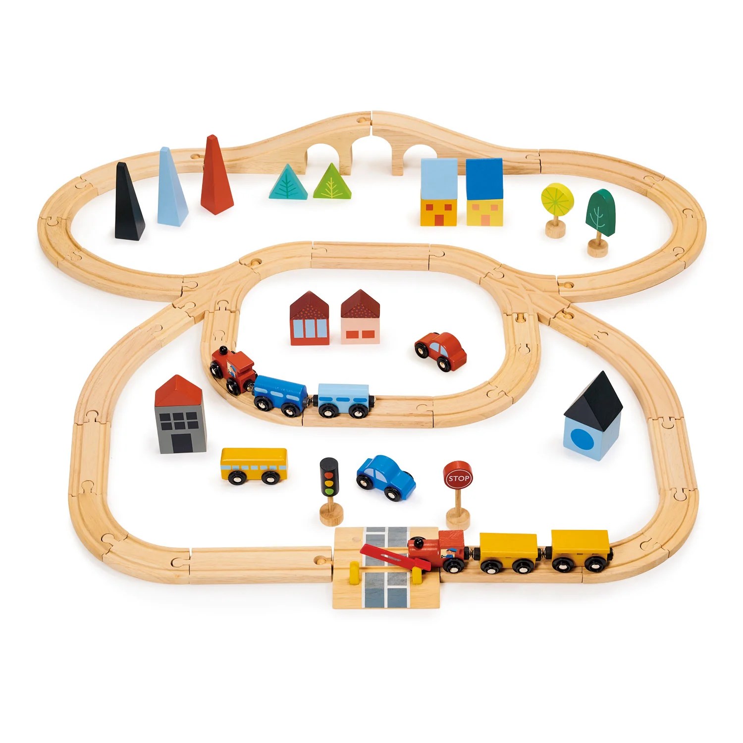 Town Train Set Mentari Toys Wooden Train Set for Children