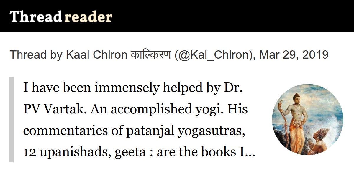 Thread by Kal_Chiron "I have been immensely helped by Dr. PV Vartak