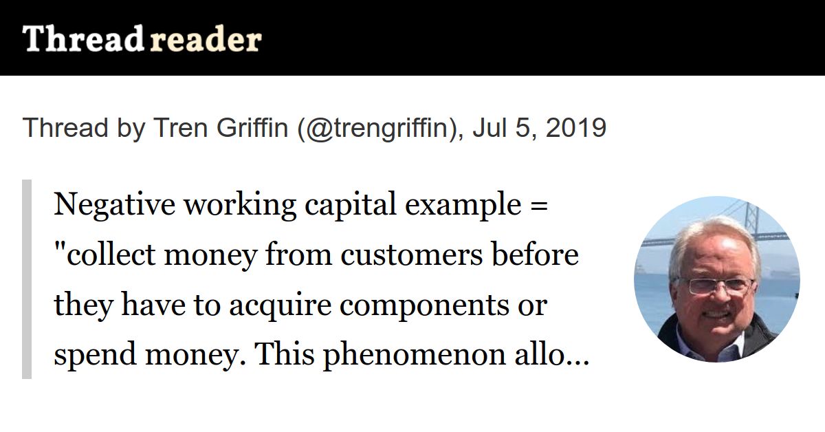 Thread by trengriffin "Negative working capital example = "collect
