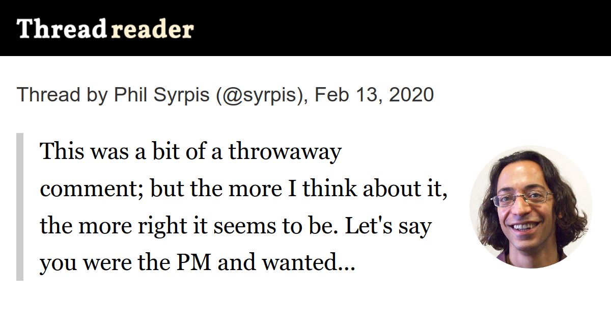 Thread by syrpis This was a bit of a throwaway comment; but the more
