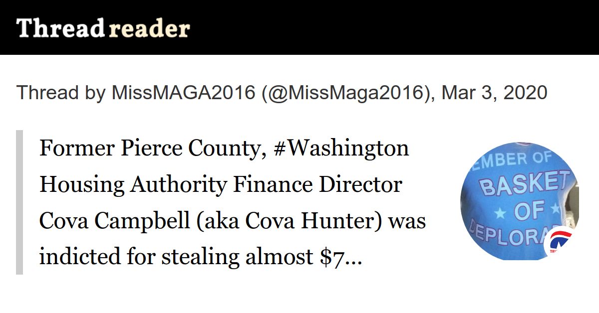 Thread by MissMaga2016 Former Pierce County, Washington Housing Authority Finance Director
