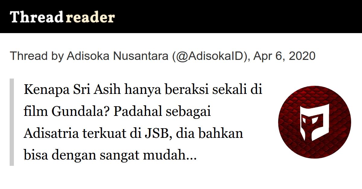 Thread by AdisokaID Kenapa Sri Asih hanya beraksi sekali di film