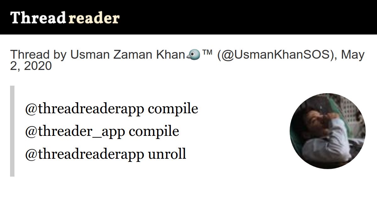 Thread by UsmanKhanSOS threadreaderapp compile threader_app compile