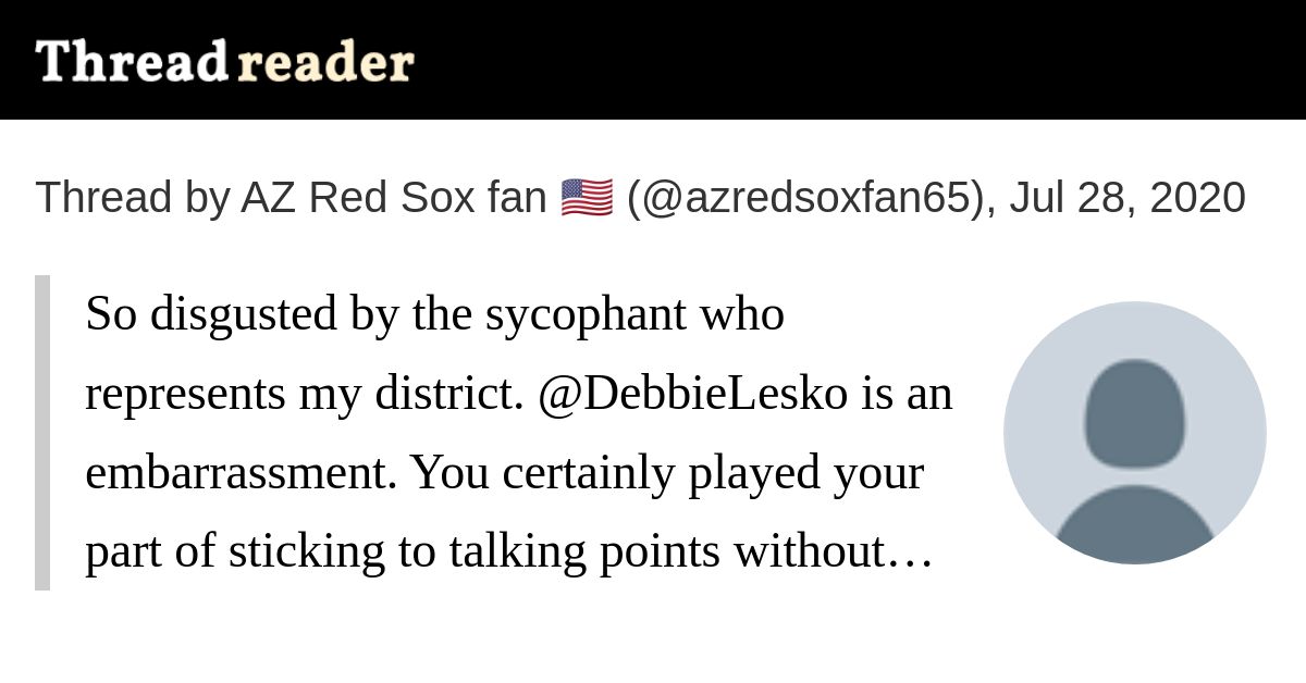 Thread by azredsoxfan65 So disgusted by the sycophant who represents