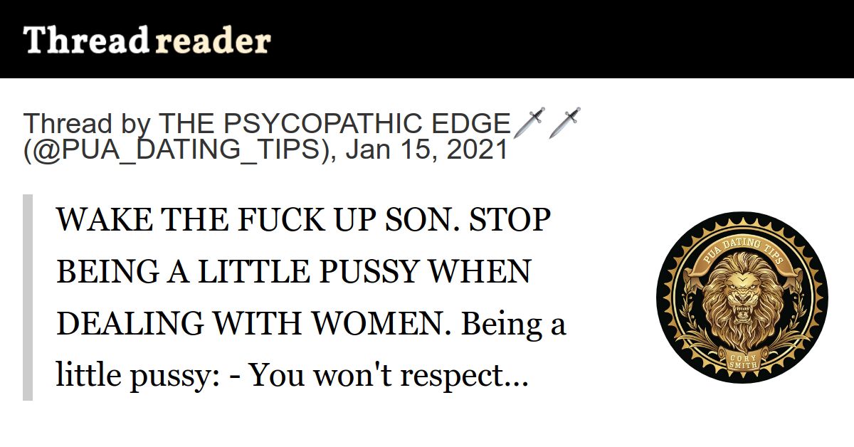 Thread by PUA_DATING_TIPS on Thread Reader App Thread Reader App