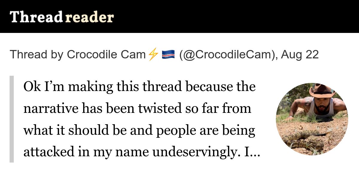 Thread by @CrocodileCam on Thread Reader App – Thread Reader App