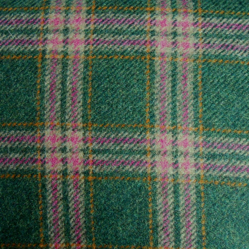 Green & pink wool tartan Threads of Green