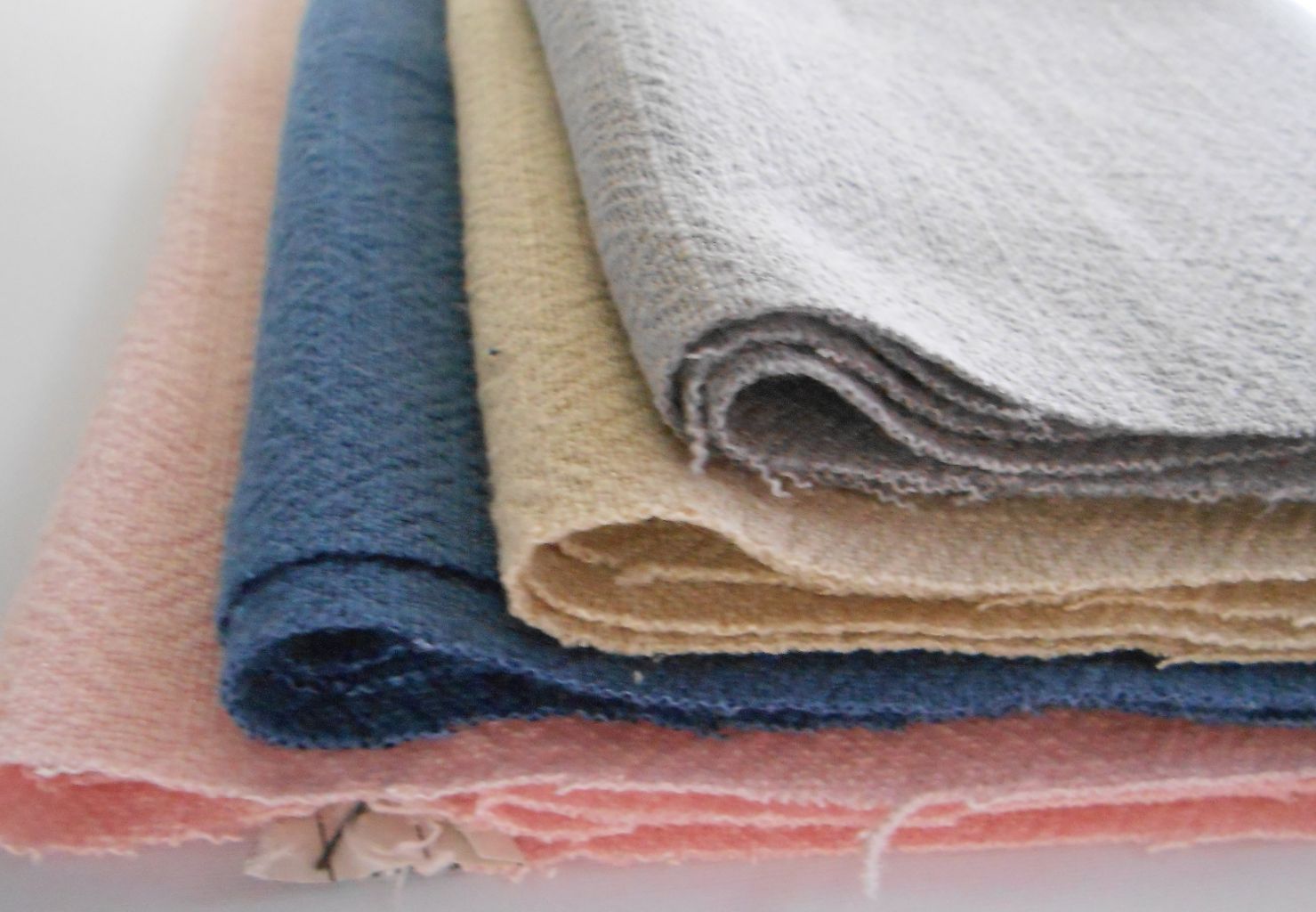 Stonewashed Linen Denim Blue Threads of Green Fabrics