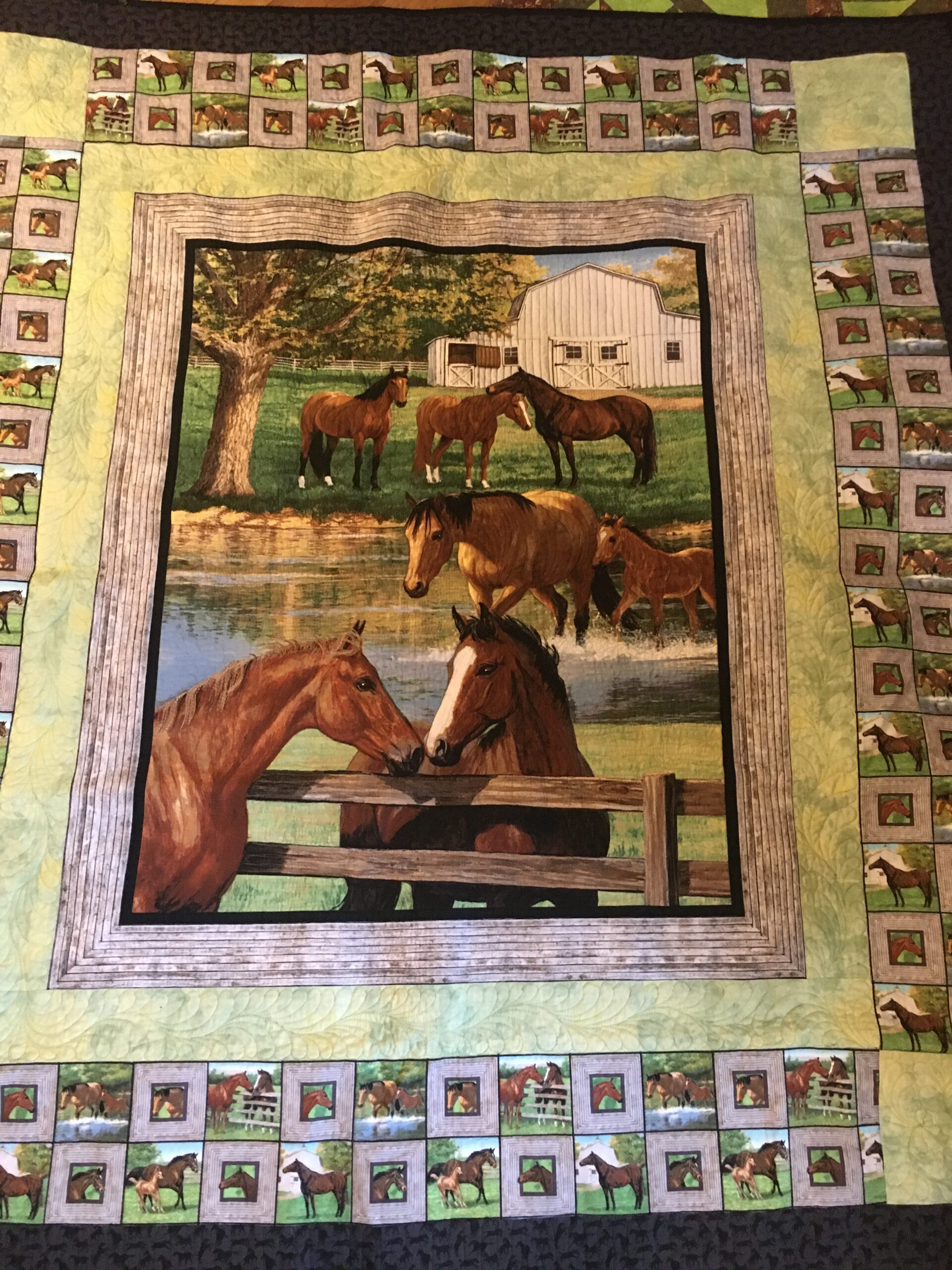 Horse & Barn quilt Threadwork by Robin