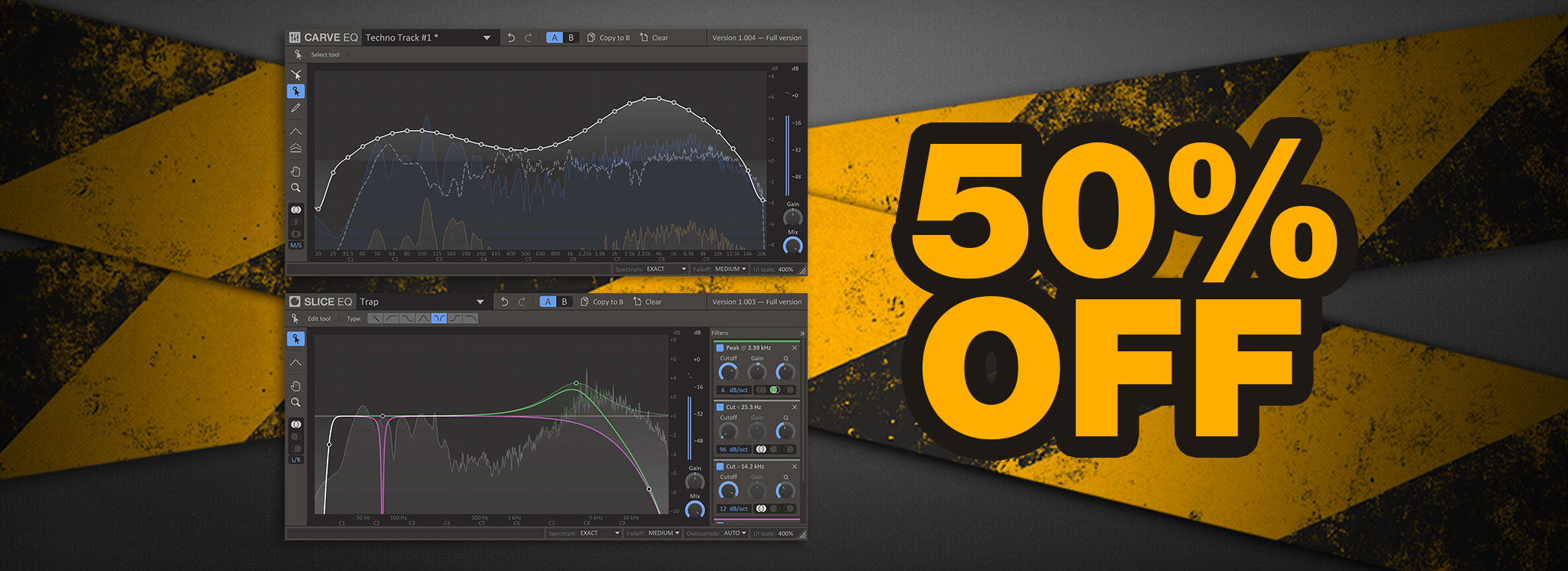 [DTMニュース]KiloHeartsの「Carve EQ」「Slice EQ」がセットになった「Equalizers Bundle」が50off！