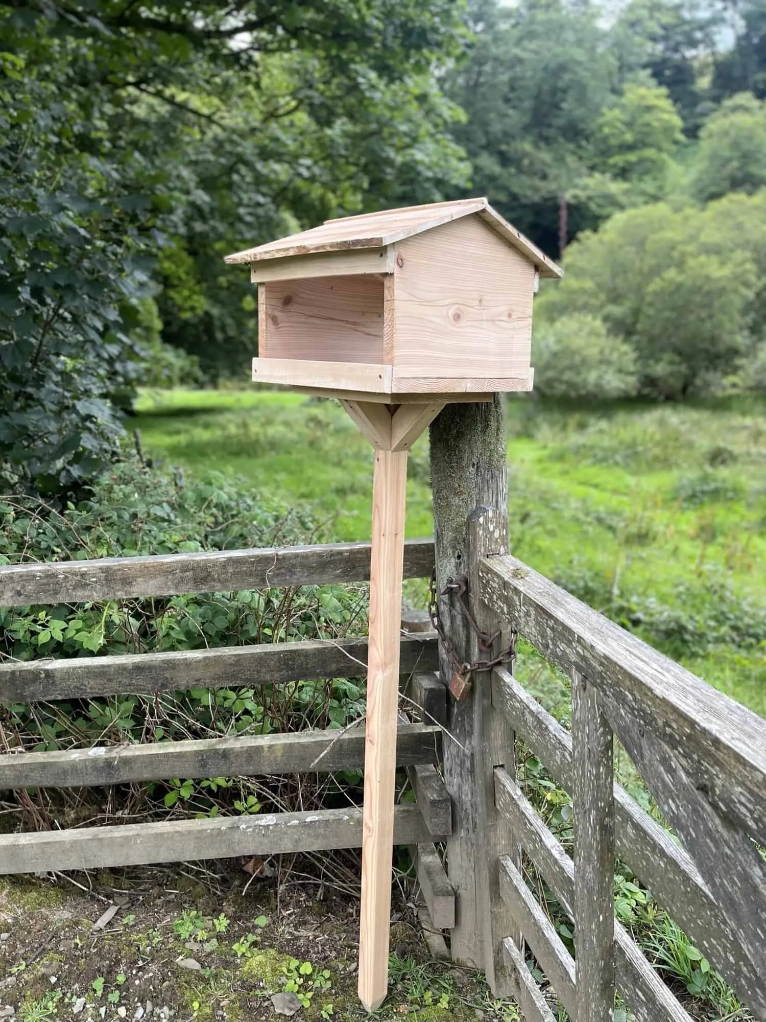Handmade Larch Bird Table Three Atop