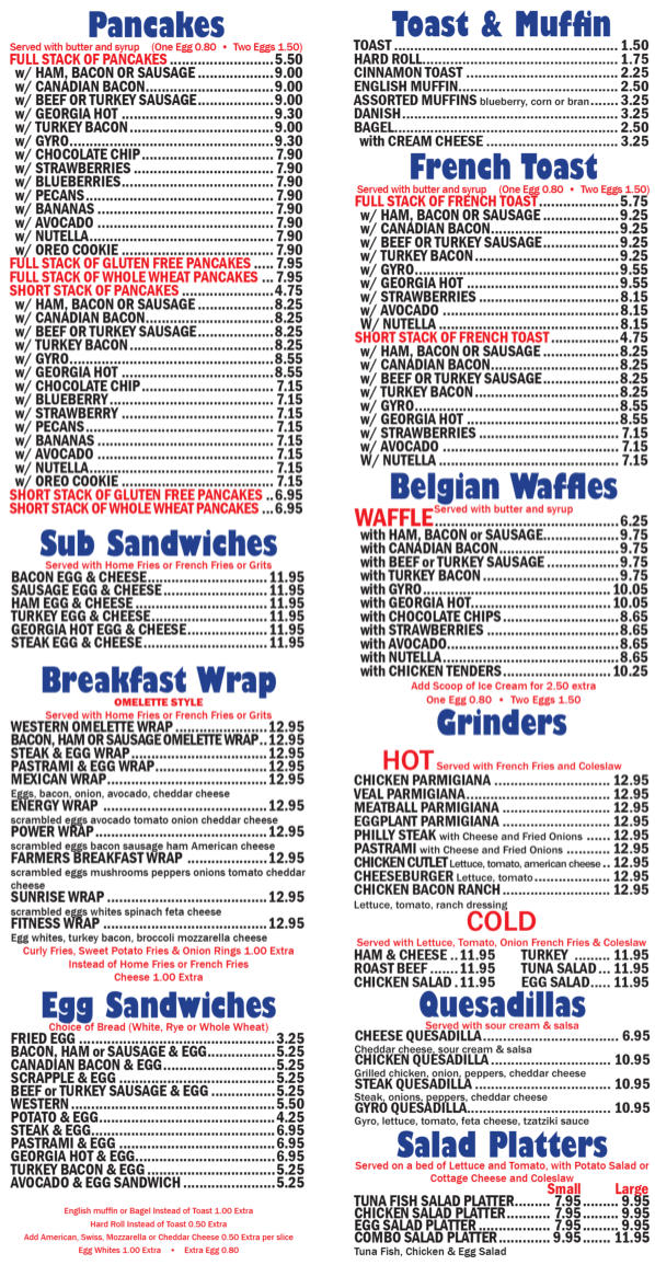 THREE BROTHERS DINER MENU