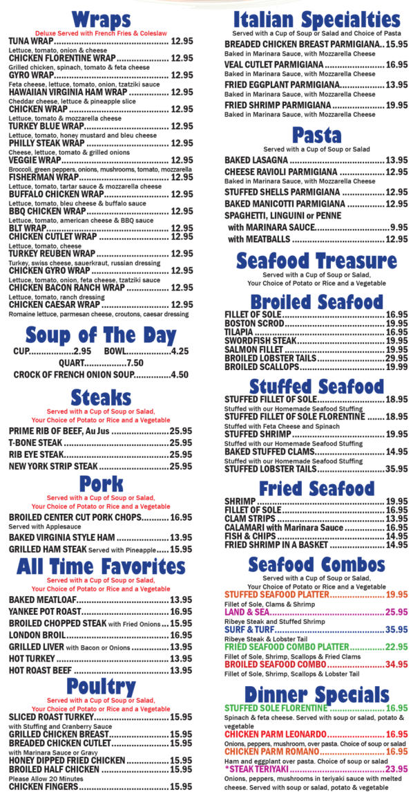 THREE BROTHERS DINER MENU