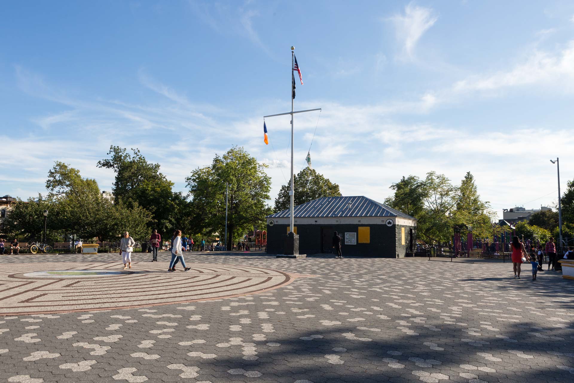A sunny day around Maria Hernandez Park, Bushwick. Threefold
