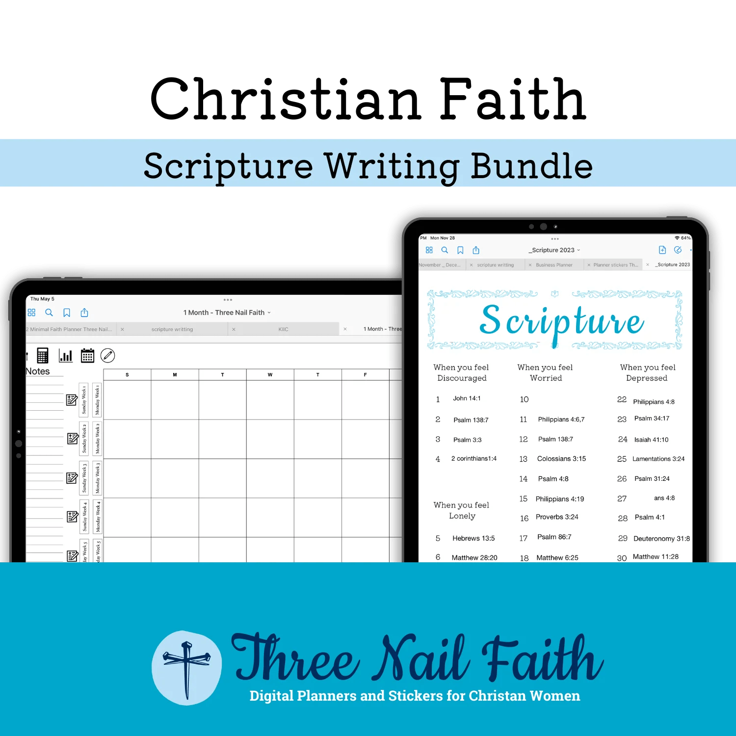 Three Nail Faith Digital Planners and Stickers For Christian Women