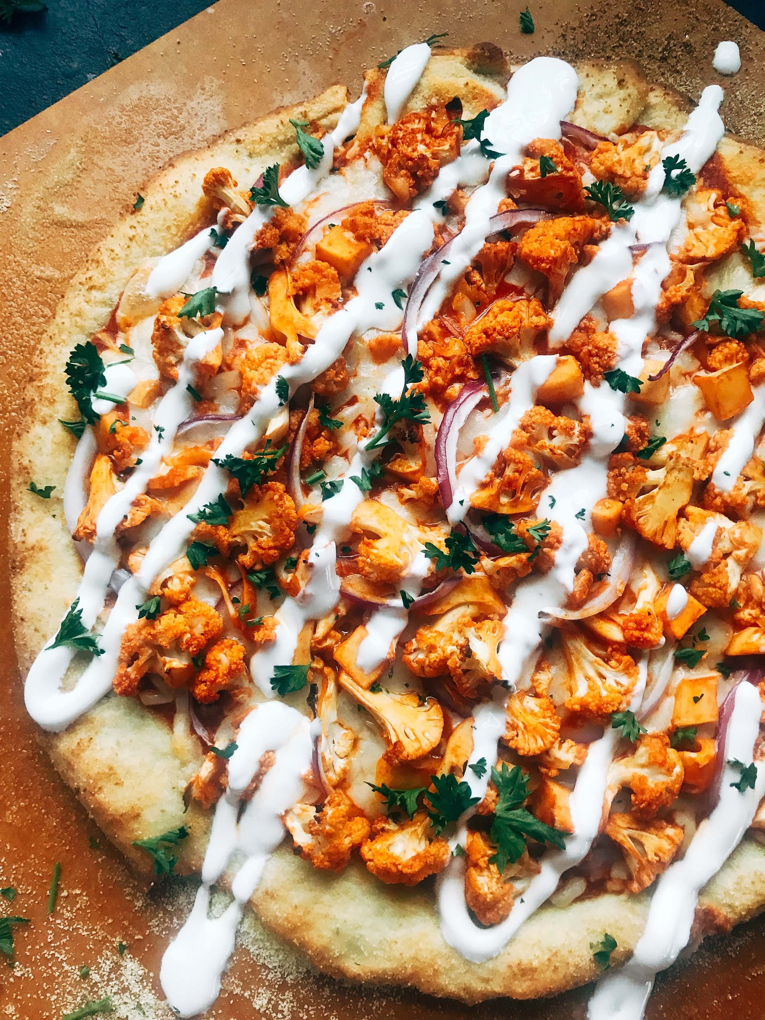 Vegetarian Buffalo Cauliflower Pizza Three Olives Branch