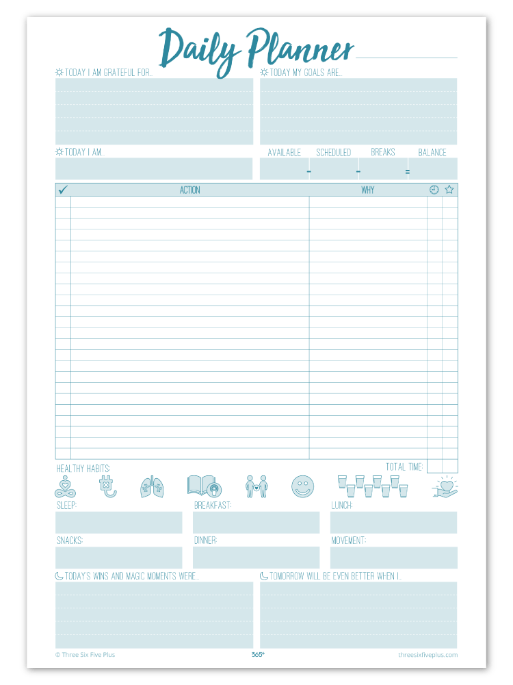 Daily Planner 365+ Three Six Five Plus
