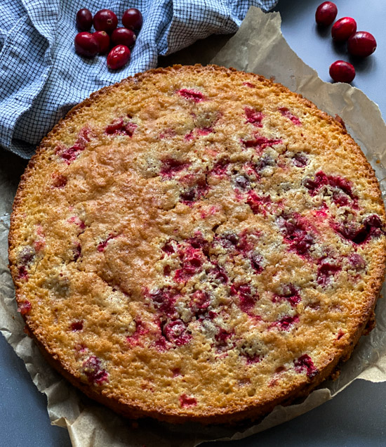 Rustic Cranberry Cornmeal Cake Three Teas Kitchen