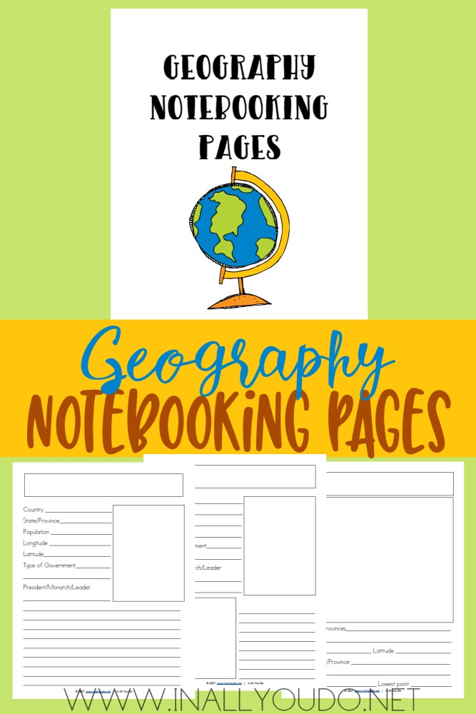 Free Geography Notebooking Pages Thrifty Homeschoolers