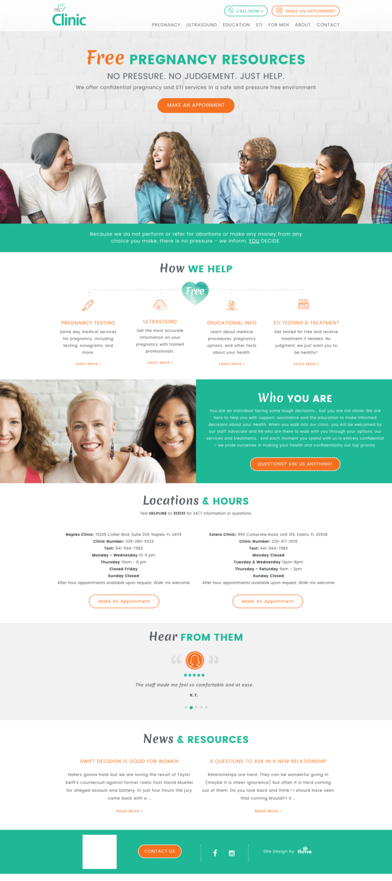 Pregnancy Resource Center Naples Clinic Web Design Thrive