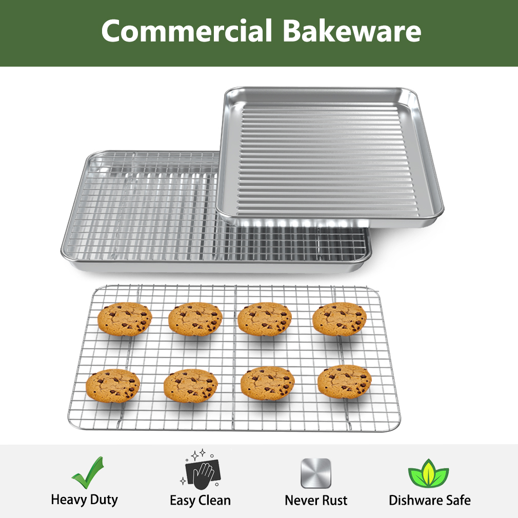 ROTTAY Baking Sheet Pan with Wire Rack Set, Stainless Steel Cookie