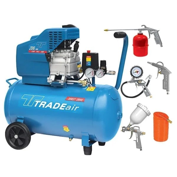 TRADEair 50L D/D COMPRESSOR /1.5kW Incl. 5Pc kit (MCFRC109) THT Tools