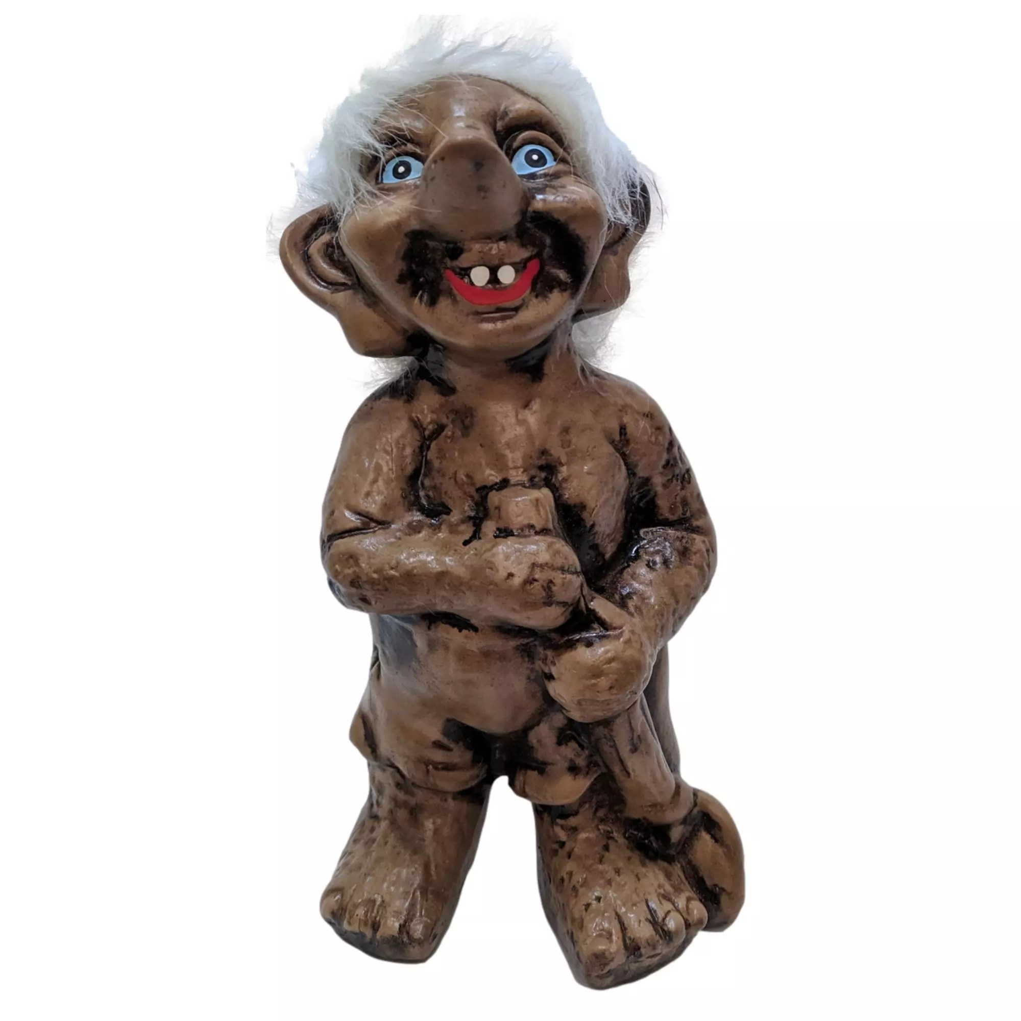 Destroying everything in its path, the creature is fa. Zwaar tuinbeeld terracotta trol, winterhard vinger in de neus gewicht: Set van 5 Noorse Mythen Trollen Beeldjes van 27 centimeter beeld Trol