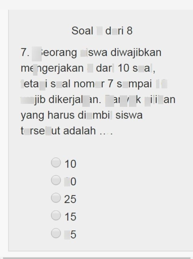 Seorang Siswa Diwajibkan Mengerjakan 8 Dari 10 Soal Yang Tersedia