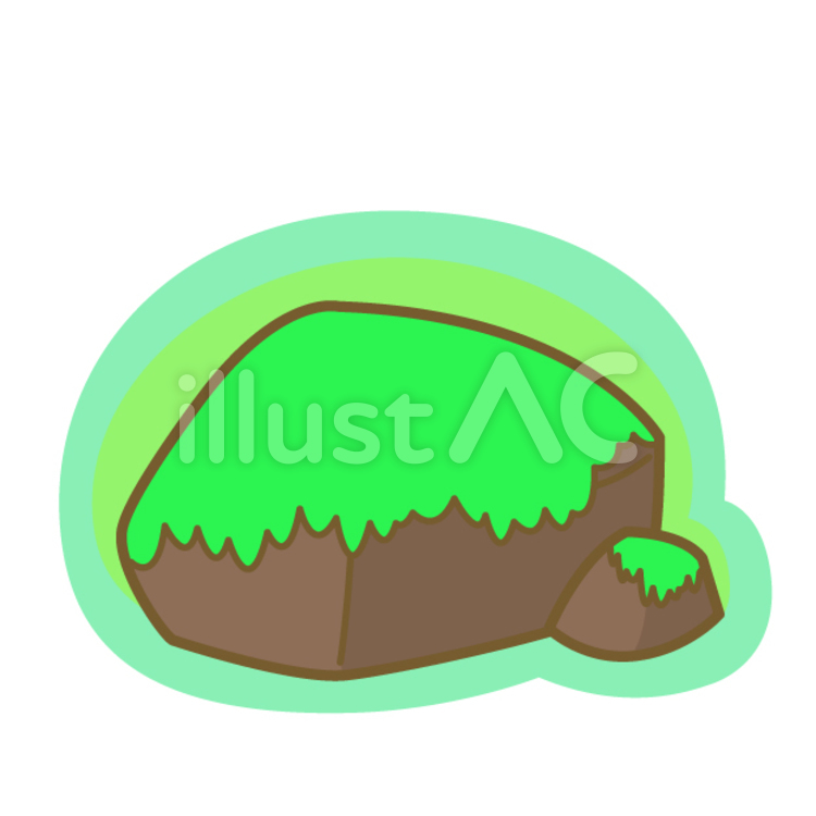 水彩イラスト「苔（こけ）」 | Watercolor Design Site. 苔岩イラスト - No: 839090／無料イラストなら「イラストAc」