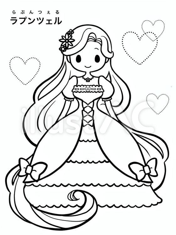 ぬりえ本紹介】ディズニーアートぬりえアリエル＆ラプンツェルレビュー ＆塗ってみましたＶ - 塗り絵日記 ラプンツェル(ぬりえ)イラスト - No: 22216620／無料イラストなら「イラストAc」