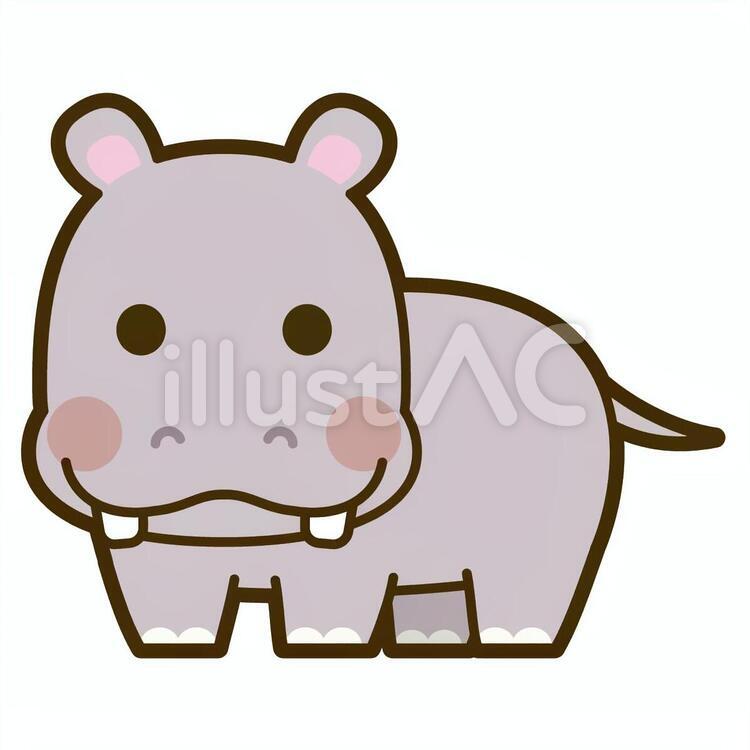 かわいいカバのイラスト02 | イラスト無料・かわいいテンプレート カバイラスト - No: 1613401／無料イラストなら「イラストAc」