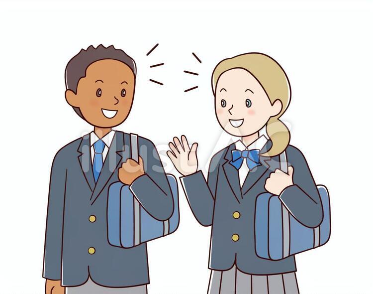 会話のイラスト（白人男性の先生と生徒） - イラストくん 白人と黒人の留学生Aイラスト - No: 1546430／無料イラストなら「イラストAc」