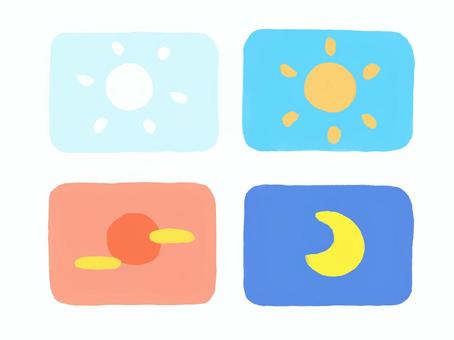 朝昼夜の記録 アイコンタイプ - Siawasehanko Sunkodo 朝・昼・夜イラスト／無料イラストなら「イラストAc」