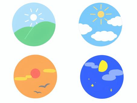 朝昼夜の記録 アイコンタイプ - Siawasehanko Sunkodo 朝・昼・夜イラスト／無料イラストなら「イラストAc」