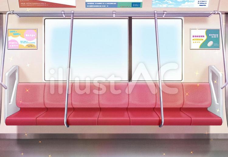 電車 車内画像線画 - Clip Studio Assets 電車車内（少女漫画風）イラスト - No: 1906738／無料イラストなら「イラストAc」