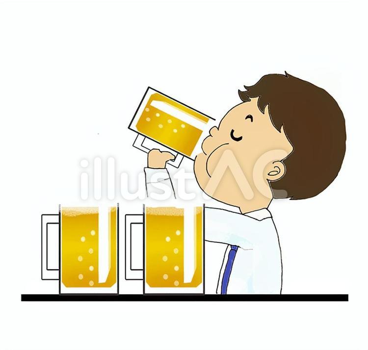 水を飲む男性のイラスト｜商用可・フリーイラスト素材｜ソコスト ビールを飲むイラスト - No: 1061173／無料イラストなら「イラストAc」