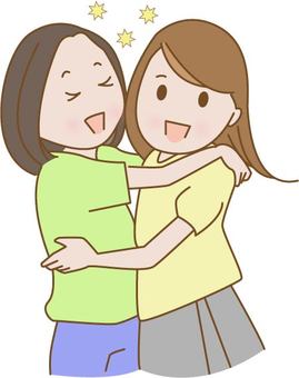 座ってバックハグ - Clip Studio Assets ハグするイラスト／無料イラストなら「イラストAc」