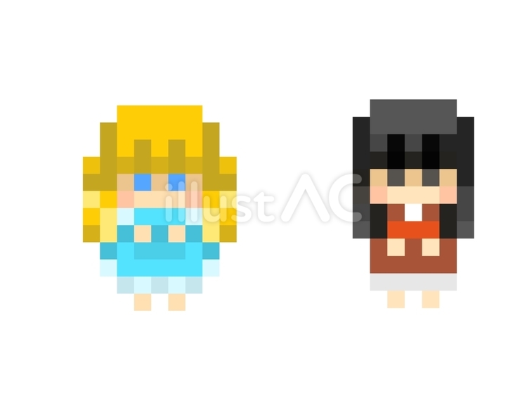 Free Vectors French doll and Japanese doll pixel art