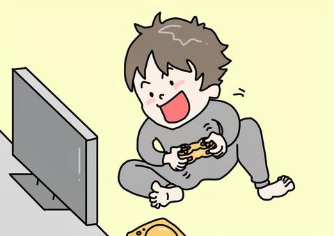 無料イラスト] テレビゲームをしている男の子 - パブリックドメインQ：著作権フリー画像素材集 ゲームをするイラスト／無料イラストなら「イラストAc」