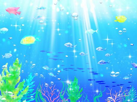 海中の魚たちのイラスト | かわいいフリー素材が無料のイラストレイン 海の中イラスト／無料イラストなら「イラストAc」